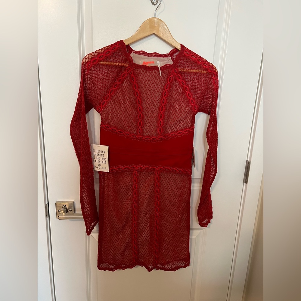 Free People red lace xsmall women’s dress